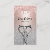 Haar Stylist Roos Gold Drives Silver Glitter Salon Visitekaartje (Voorkant)