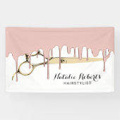 Haar Stylist Roos Gold Driving Gold Scissor Salon Spandoek (Horizontaal)