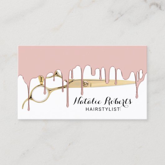 Haar Stylist Roos Gold Driving Gold Scissor Salon Visitekaartje (Voorkant)