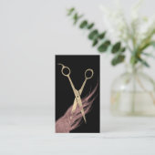 Haar Stylist Roos Gold Hair & Scissor Modern Black Visitekaartje (Staand voorkant)