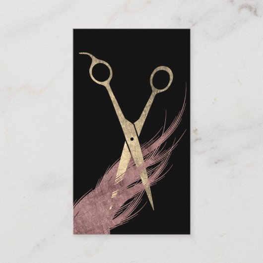 Haar Stylist Roos Gold Hair & Scissor Modern Black Visitekaartje (Voorkant)
