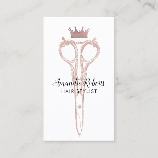Haar Stylist Roos Gold Scissor & Crown Appointing Afsprakenkaartje (Voorkant)