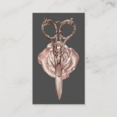 Haar Stylist Roos Gold Scissor & Flower Salon Visitekaartje (Voorkant)