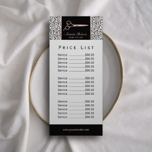 Haar Stylist Roos Gold Scissor Leopard Price List Reclamekaart