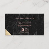 Haar Stylist Roos Goud Script Modern Marmeren Salo Visitekaartje (Achterkant)