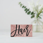 Haar Stylist Roos Gouden Glitter Moderne Typografi Visitekaartje (Staand voorkant)