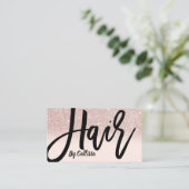Haar Stylist Roos Gouden Glitter Roze Typografie Visitekaartje (Staand voorkant)