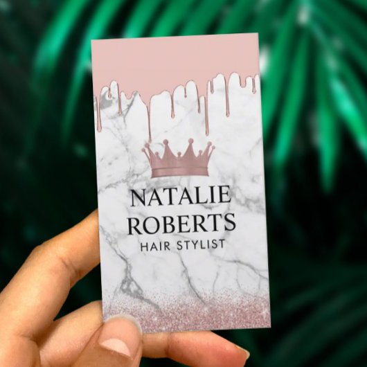 Haar Stylist Roos Gouden Kroon Marmer Drips & Marm Afsprakenkaartje