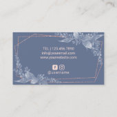 Haar Stylist Roos Gouden Schaar Blauw Bladeren Visitekaartje (Achterkant)