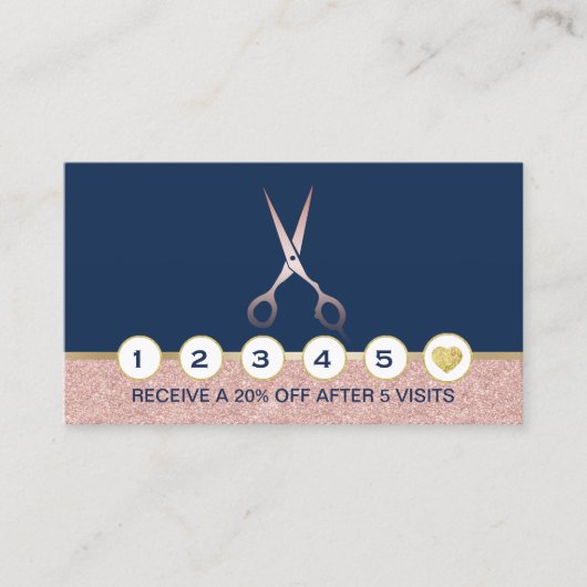 Haar Stylist Roos Gouden Schaar Navy Blue Loyalite Klantenkaartje (Voorkant)