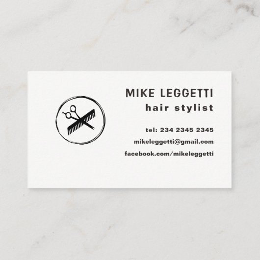 Haar Stylist Round Logo met Shears en comb Visitekaartje (Achterkant)