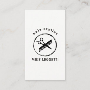 Haar Stylist Round Logo met Shears en comb Visitekaartje