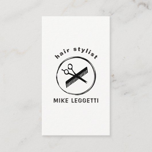 Haar Stylist Round Logo met Shears en comb Visitekaartje (Voorkant)
