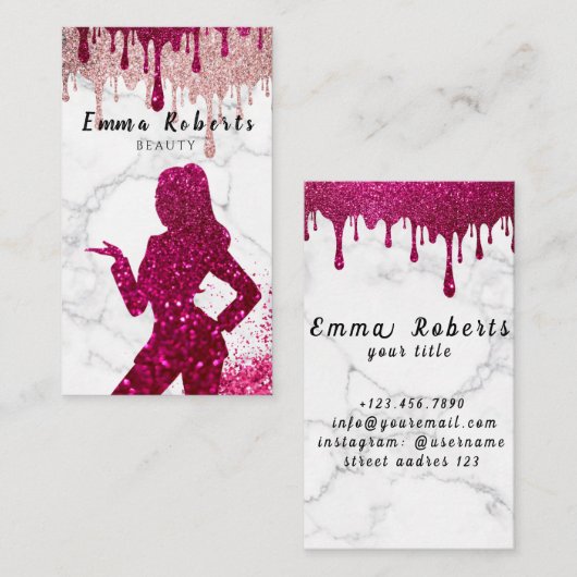 Haar Stylist Roze Bokeh Shine Glitter Sparking Visitekaartje (Voorkant / Achterkant)