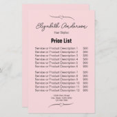 Haar Stylist Roze en Zwarte Naam Script Prijs Lijs (Voorkant / Achterkant)