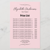 Haar Stylist Roze en Zwarte Naam Script Prijs Lijs (Voorkant)