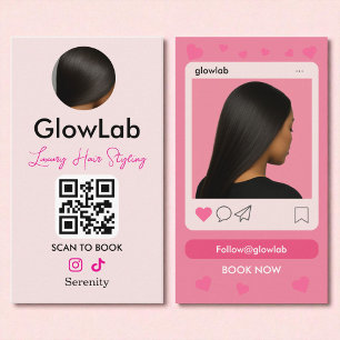 Haar Stylist Roze Instagram QR Code Foto Visitekaartje