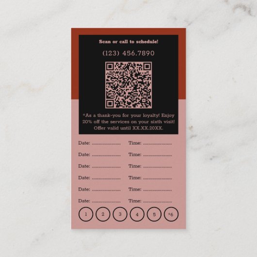 Haar Stylist Roze Zwart & Rood Dank u, Loyaliteit  Afsprakenkaartje (Achterkant)