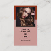 Haar Stylist Roze Zwart & Rood Dank u, Loyaliteit  Afsprakenkaartje (Voorkant)