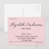 Haar Stylist Roze & Zwarte Naam Handgeschreven Scr Briefkaart (Voorkant / Achterkant)