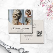 Haar Stylist Salon 3 Foto's QR Code Vierkante Visitekaartje