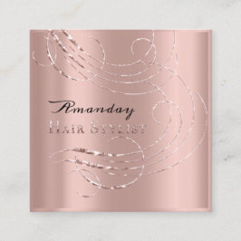 Haar Stylist Salon Afspraakkaart Roze Vierkante Visitekaartje