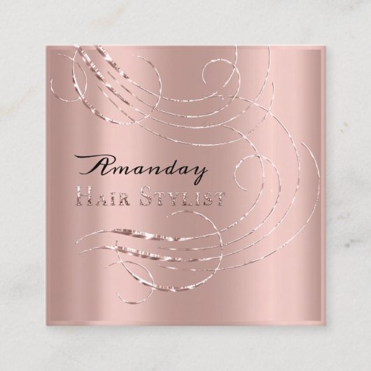 Haar Stylist Salon Afspraakkaart Roze Vierkante Visitekaartje (Voorkant)
