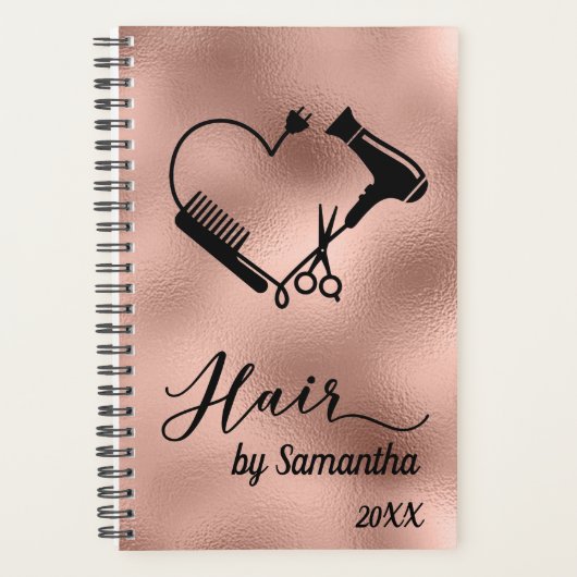 Haar Stylist Salon Business Roos Gouden Schaar Planner (Voorkant)