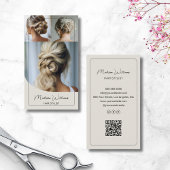 Haar Stylist Salon Custom 3 Foto's QR Code Visitekaartje