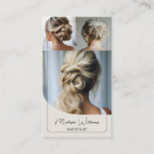 Haar Stylist Salon Custom 3 Foto's QR Code Visitekaartje (Voorkant)