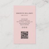 Haar Stylist Salon Foto QR Roze Visitekaartje (Achterkant)