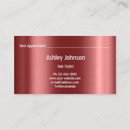 Haar Stylist Salon Make-up Lash Afspraak Burgund Visitekaartje (Achterkant)