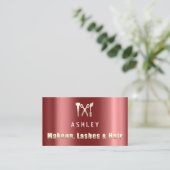 Haar Stylist Salon Make-up Lash Afspraak Burgund Visitekaartje (Staand voorkant)