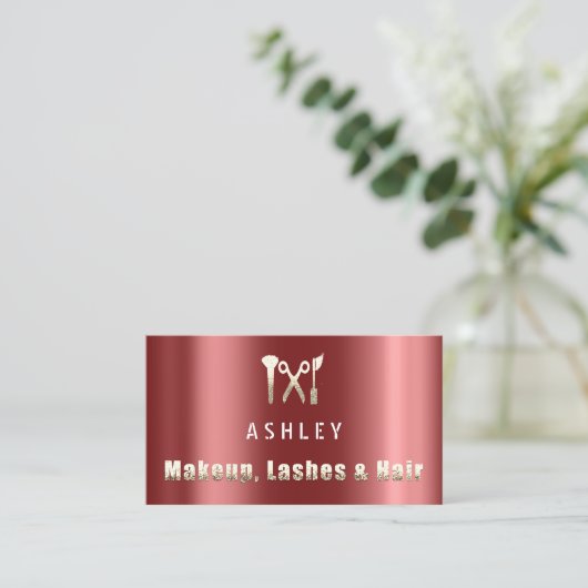 Haar Stylist Salon Make-up Lash Afspraak Burgund Visitekaartje (Staand voorkant)