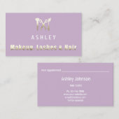 Haar Stylist Salon Make-up Lash Afspraak Paarse Visitekaartje (Voorkant / Achterkant)