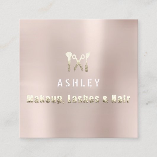 Haar Stylist Salon Make-up Lashes Afspraak Blush Vierkante Visitekaartje (Voorkant)