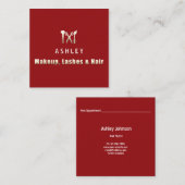 Haar Stylist Salon Make-up Lashes Afspraak Goud Vierkante Visitekaartje (Voorkant / Achterkant)