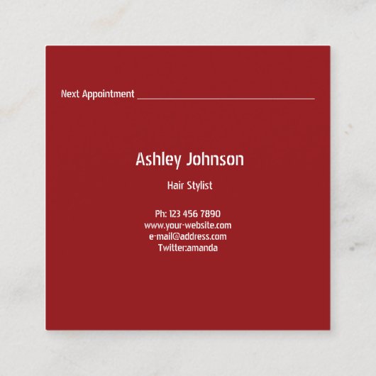 Haar Stylist Salon Make-up Lashes Afspraak Goud Vierkante Visitekaartje (Achterkant)