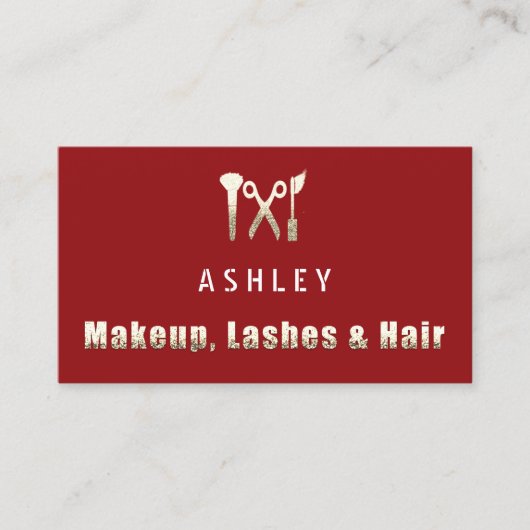 Haar Stylist Salon Make-up Lashes Afspraak Goud Visitekaartje (Voorkant)
