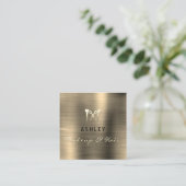 Haar Stylist Salon Make-up Sepia Afspraakkaart Vierkante Visitekaartje (Staand voorkant)