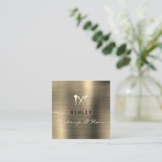 Haar Stylist Salon Make-up Sepia Afspraakkaart Vierkante Visitekaartje (Staand voorkant)
