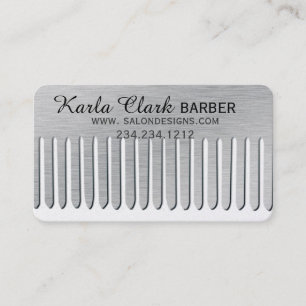 Haar Stylist Salon Modern Metal Platinum Comb Afsprakenkaartje