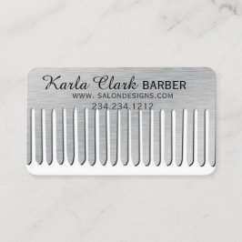 Haar Stylist Salon Modern Metal Platinum Comb Afsprakenkaartje