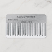 Haar Stylist Salon Modern Metal Platinum Comb Afsprakenkaartje (Achterkant)