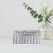 Haar Stylist Salon Modern Metal Platinum Comb Afsprakenkaartje (Staand voorkant)