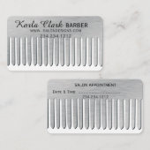 Haar Stylist Salon Modern Metal Platinum Comb Afsprakenkaartje (Voorkant / Achterkant)