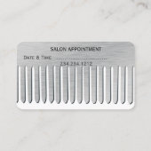 Haar Stylist Salon Modern Metal Platinum Comb Afsprakenkaartje (Achterkant)