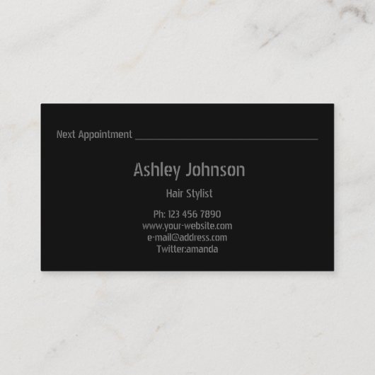 Haar Stylist Salon Zwart Min Goud Afspraakkaart Visitekaartje (Achterkant)