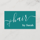 Haar Stylist Schaar Barber Shop Blauwgroen Custom Visitekaartje (Voorkant)