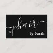 Haar Stylist Schaar Barber Shop Zwart Custom Visitekaartje (Voorkant)